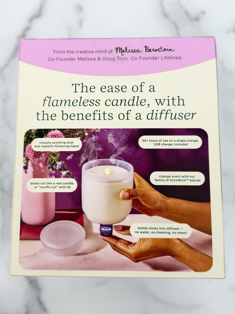 Lifelines Flameless Candle Diffuser “In Bloom” Essential Oil Diffuser NIB - Picture 3 of 11